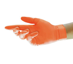 Unigloves Pearl ColorLine Nitril-Handschuhe (Anwendungsbeispiel orange)
