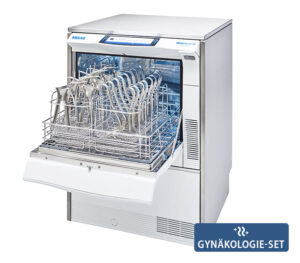 Melag MELAtherm 10 Evolution RDG mit Gynäkologie-Set – geöffnete Ansicht (Anwendungsbeispiel mit Beladungsmuster)