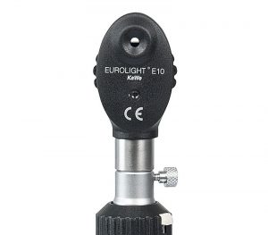KaWe Eurolight E10 2,5V Ophthalmoskop mit Batteriegriff – Detailansicht Ophthalmoskop-Kopf