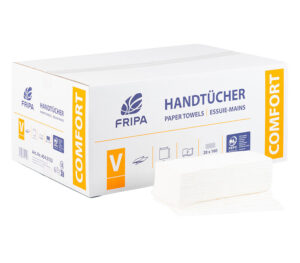 Fripa Falthandtücher Comfort, V-Falz, 2-lagig, 25 x 23 cm (3.200er-Pack)