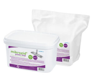 Schülke mikrozid power mop Flächendesinfektion – Set aus Eimer und Nachfüllpackung (1x 20 Tücher)