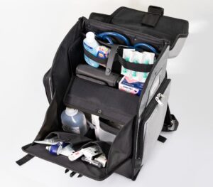 Dürasol Comfort Rucksack – geöffnet (Anwendungsbeispiel mit Inhalt)