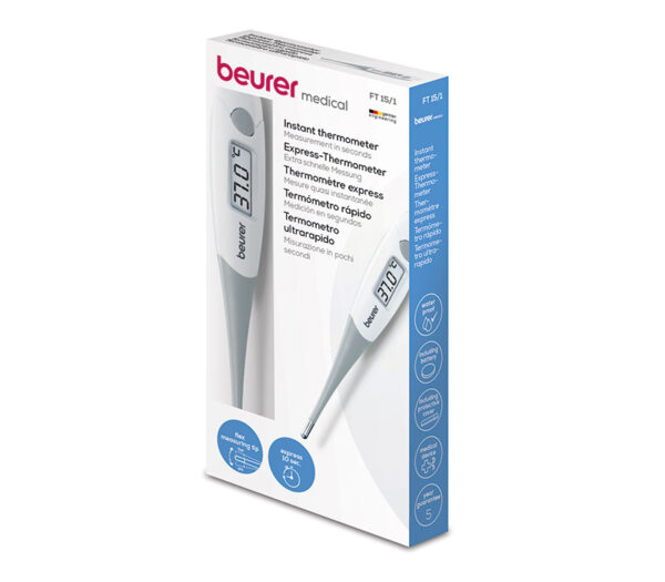 beurer Express FT 15/1 Digitales Fieberthermometer mit flexibler Messspitze – Verpackung