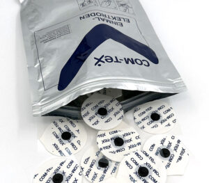 COM-TeX Einweg-Schaumstoffelektroden mit Druckknopf (60er-Pack), Festgel Karbon