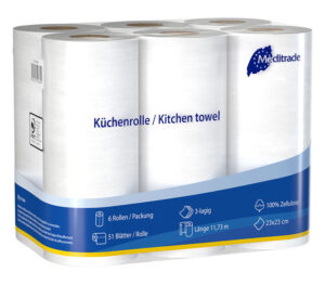 Meditrade Allzweckrolle / Küchenrolle, 3-lagig (6 Rollen)
