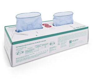 B.Braun Vasco Coats light blue Nitril Untersuchungshandschuhe – Goodpac+ Verpackungsdesign mit hygienischer Einzelentnahme