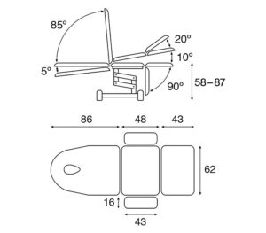 Ecopostural C3769 Blutentnahmestuhl – Maße