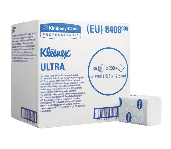 Kimberly-Clark Professional Kleenex Ultra Toilet Tissue Toilettenpapier, Einzelblattsystem, 2-lagig