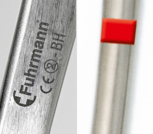 Fuhrmann Einmal-Instrument Kornzangen mit Sperre – Detailansicht Einmalmarkierung