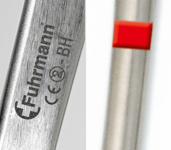 Fuhrmann Einmal-Instrument Kornzangen mit Sperre – Detailansicht Einmalmarkierung