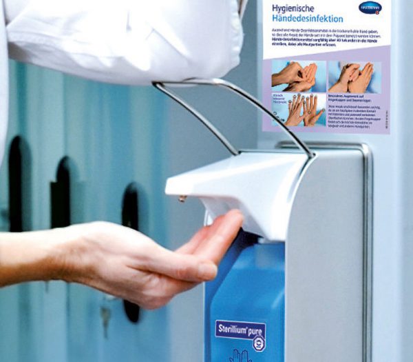 Hartmann Hygiene-Tower Desinfektionssäule – Detailansicht (Anwendungsbeispiel)