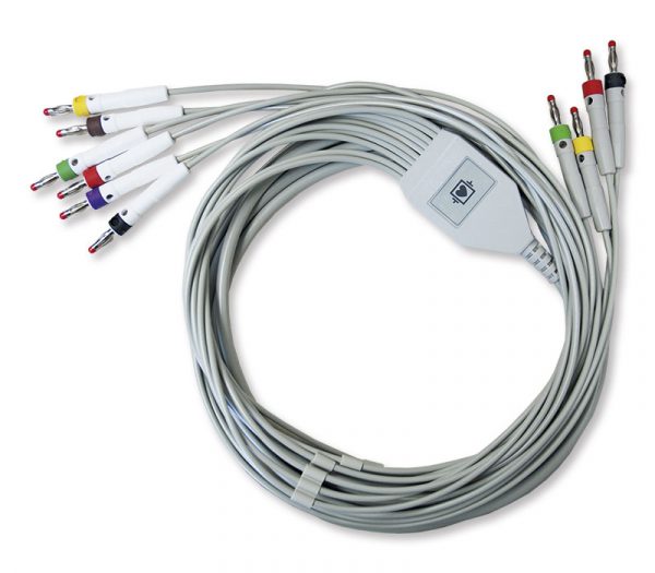 10-adriges EKG-Komplettkabel mit 4 mm Bananenstecker für viele Hersteller