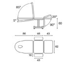 Ecopostural C4369 Blutentnahmestuhl, 3-teilig – Maße