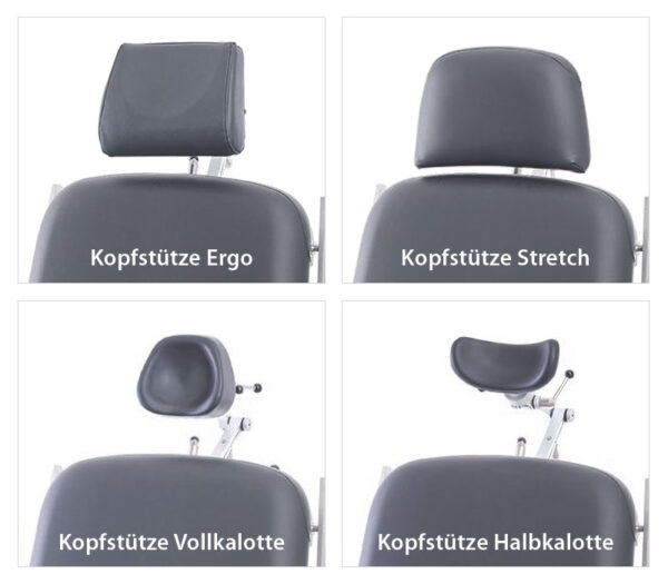 Greiner Multiline Next AC+/ACX+ mobile OP-Liege – Kopfstützen-Varianten (Anwendungsbeispiele)