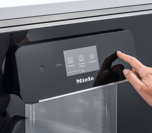 Miele PWD 8682 ExpertLine RDG – Detailansicht Bedienfeld, Ausführung Edelstahl mit Glastür (Anwendungsbeispiel)