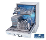 Melag MELAtherm 20 RDG passiveDRY mit Dental-Set – geöffnete Ansicht mit Beladungsmuster (Anwendungsbeispiel)