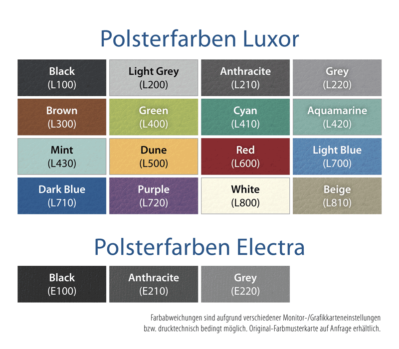Greiner Polsterfarben Luxor und Electra