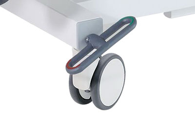 Rollen Ø 12,5 cm mit Zentralarretierung und Richtungsfeststellung (Anwendungsbeispiel)